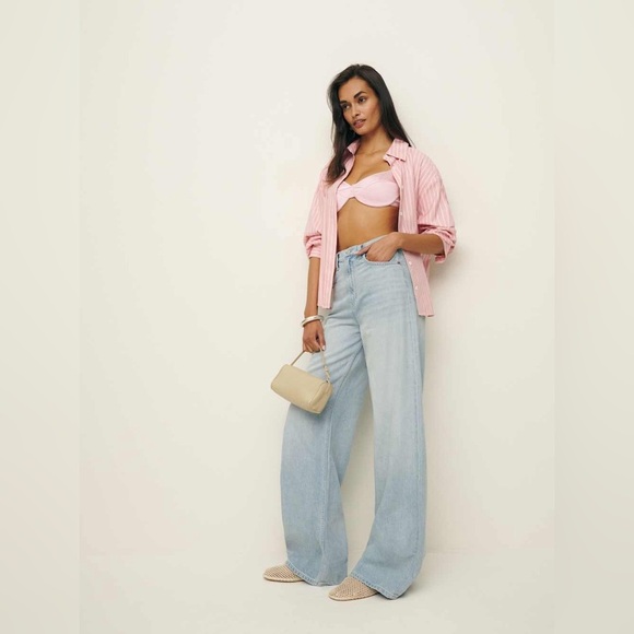 NEW Reformation Antonia Bra Padded Satin Pink Ibiza Collection Size 6 NWT - Picture 1 of 11